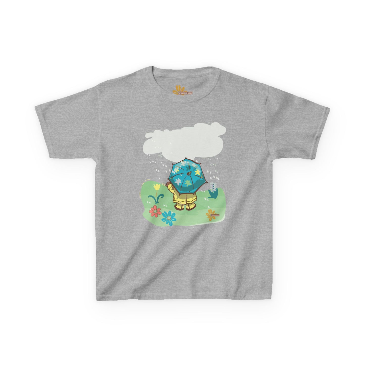 Kids Tee - Madison Bear by GooRooV Mfg, Cute Rainy Day Design, Children's T-Shirt, Youth Shirt, Kid's Top, Playful Animal Tee, Fun Kids