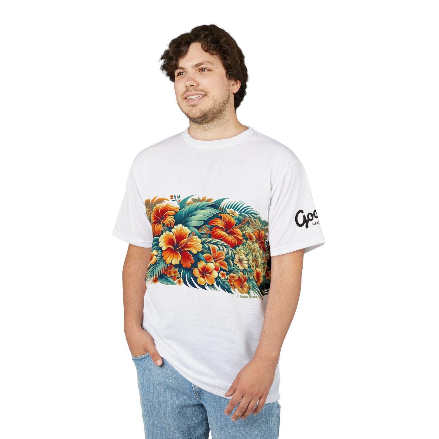 Tropical Flower Tee, Floral T-Shirt, Hawaiian Shirt, Botanical Unisex Top, Summer Blossom Apparel