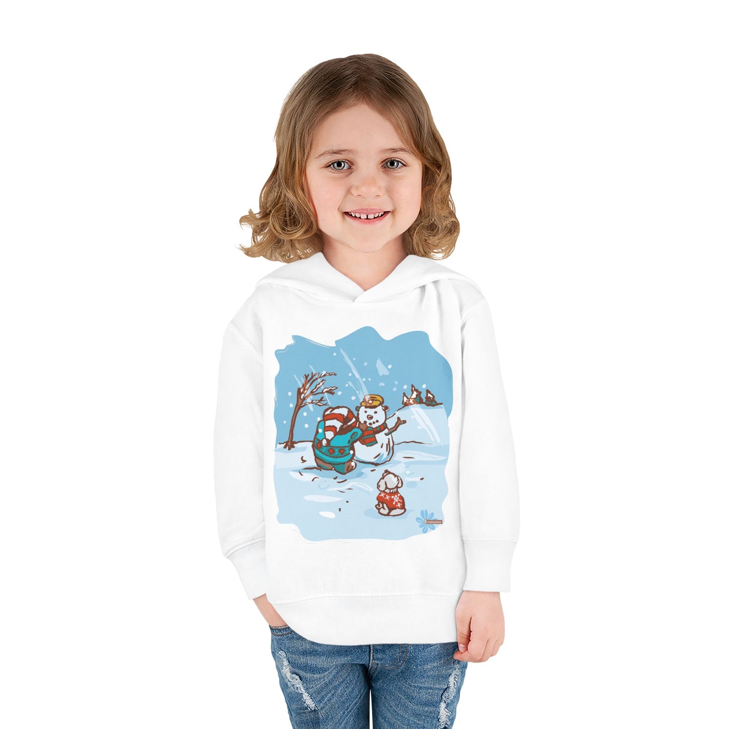 Kid's Madison Bear Whimsical Winter Toddler Hoodie with Snowman Design, Cute Pullover for Kids, Holiday Gift, Cozy Winter Wear, Festive Outfit