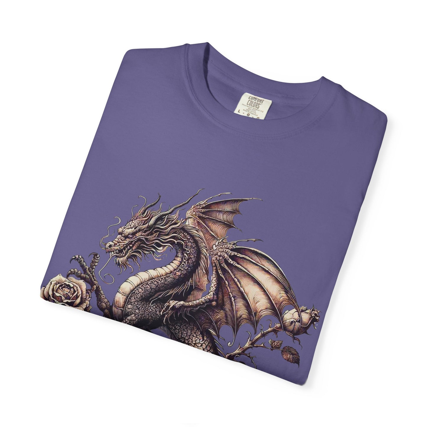 Dragon Print Unisex Garment-Dyed T-shirt, Graphic Tee for Fantasy Lovers, Cool Casual Wear, Gifts for Dragon Enthusiasts, Unique Statement