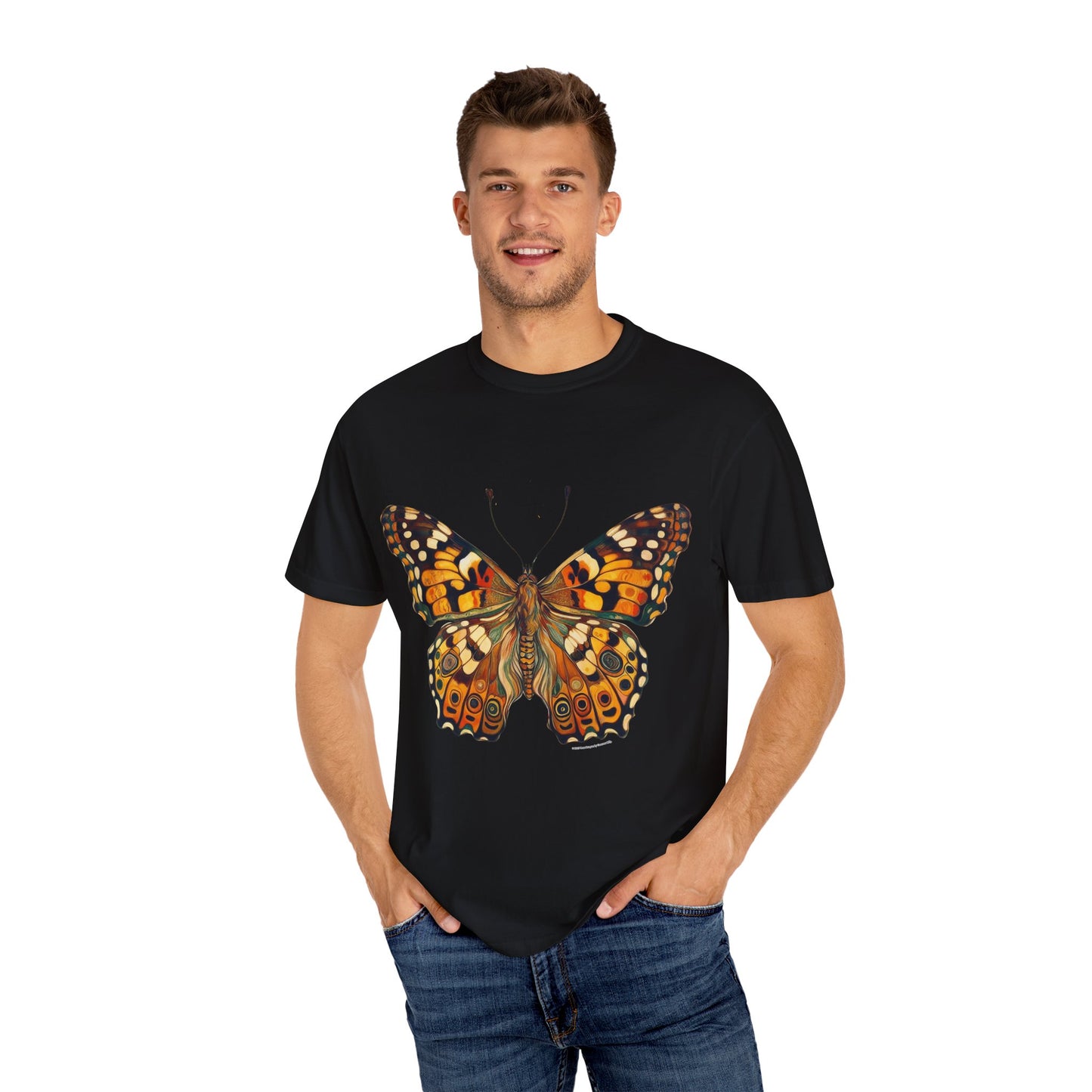 Butterfly Rose Dragon Art by GooRooV Mfg. Unisex Garment-Dyed T-shirt, Boho Style Shirt, Eco-Friendly Clothing, Perfect Gift for Her