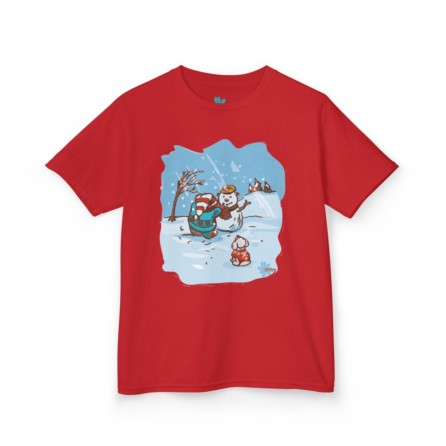 Kids Madison Bear Snowman - By GooRooV Mfg. Festive Holiday, Christmas Gift for Kids, Winter Play Tee
