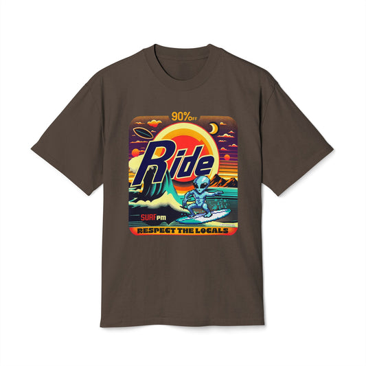 Tee, Alien Surfer Faded Tee, Unisex Surf Shirt, Beach Vibes T-Shirt, Retro Space Graphic Top, Faded Tee Shirt