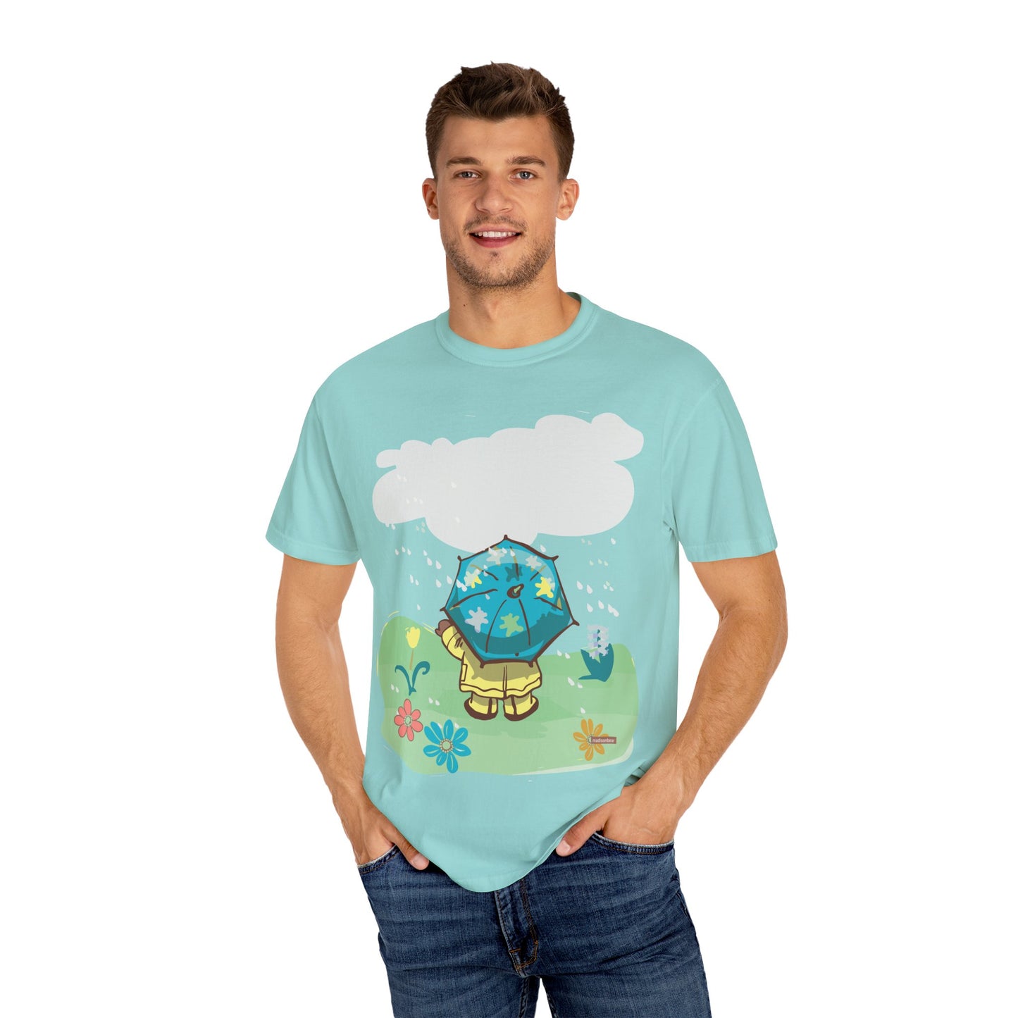 Playful Rainy Day T-Shirt | Unisex Garment-Dyed Tee | Perfect for Spring, Rainy Days, Gift for Nature Lovers, Casual Wear, Fun Designs