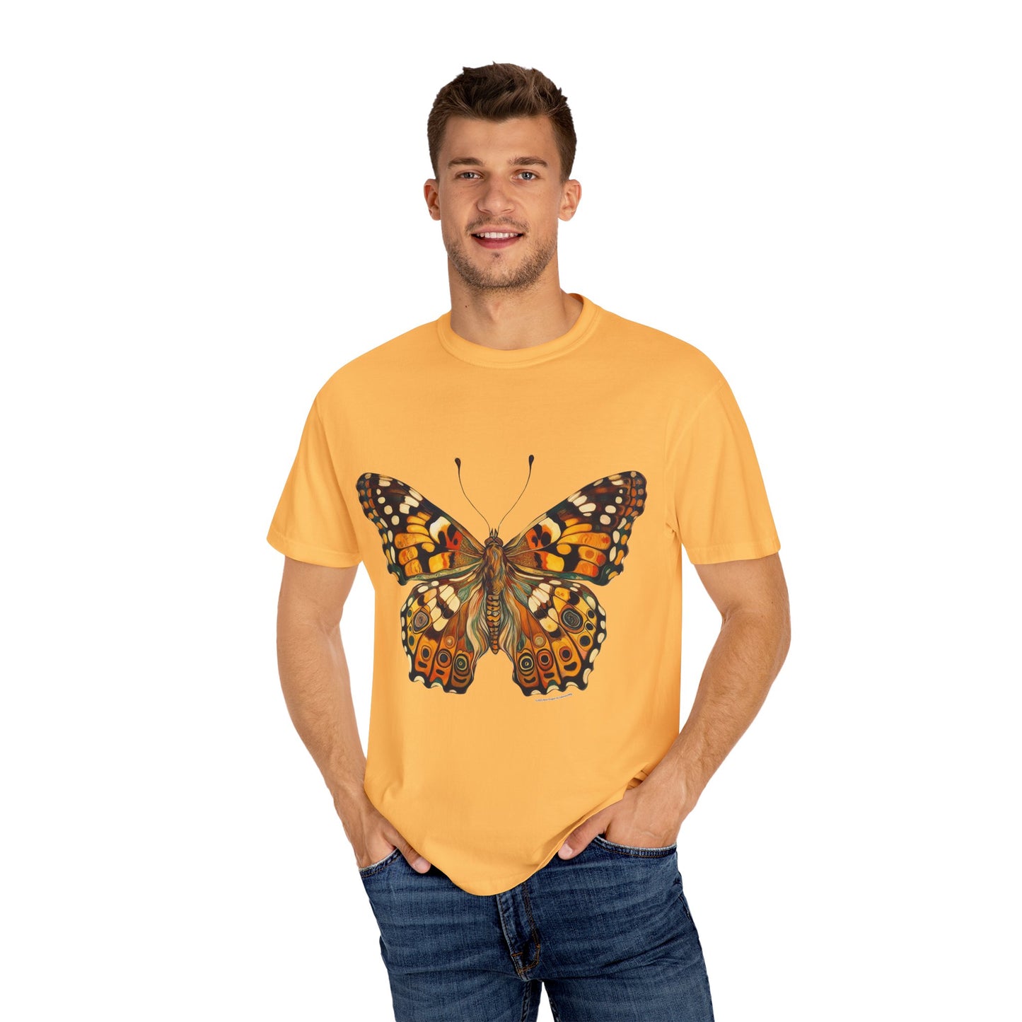 Butterfly Rose Dragon Art by GooRooV Mfg. Unisex Garment-Dyed T-shirt, Boho Style Shirt, Eco-Friendly Clothing, Perfect Gift for Her