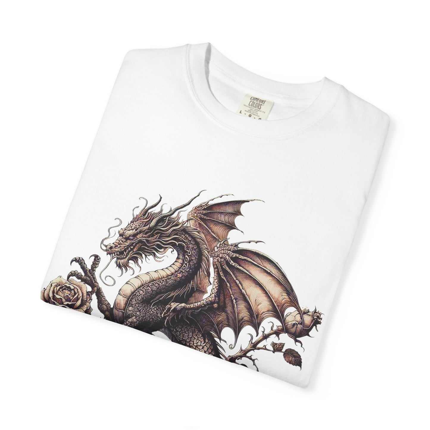 Dragon Print Unisex Garment-Dyed T-shirt, Graphic Tee for Fantasy Lovers, Cool Casual Wear, Gifts for Dragon Enthusiasts, Unique Statement