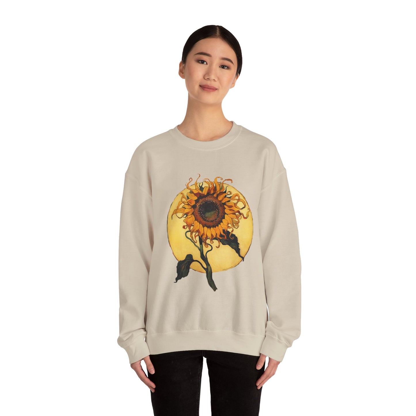 Sunflower & Moon Unisex Heavy Blend™ Crewneck Sweatshirt, Cozy Floral Gift, Vintage-Inspired Sweatshirt, Fall Fashion, Everyday Comfort