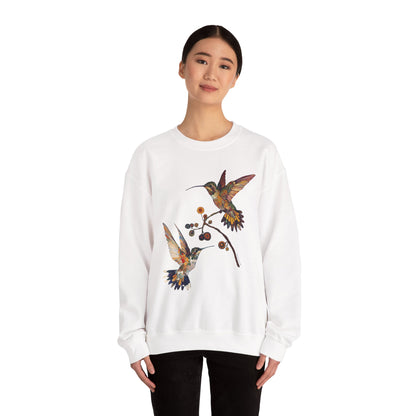 Colorful Hummingbird Sweatshirt, Cozy Sweatshirt Gift for Nature Lovers, Unisex Crewneck, Spring Fashion, Eco-Friendly Apparel