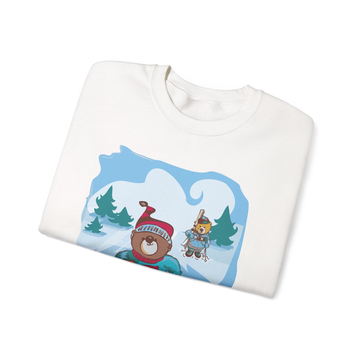 Madison Bear Winter Friends Graphic Sweatshirt, Cozy Unisex Winter Wear, Cute Holiday Gift, Perfect for Christmas & Snow Day Fun