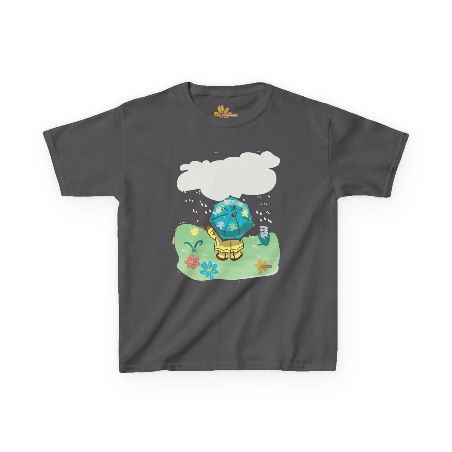 Kids Tee - Madison Bear by GooRooV Mfg, Cute Rainy Day Design, Children's T-Shirt, Youth Shirt, Kid's Top, Playful Animal Tee, Fun Kids