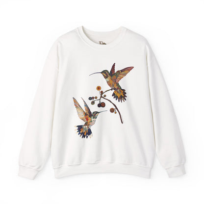 Colorful Hummingbird Sweatshirt, Cozy Sweatshirt Gift for Nature Lovers, Unisex Crewneck, Spring Fashion, Eco-Friendly Apparel