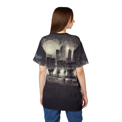 Tee - Santa Monica Beach Night Lights Unisex Cut & Sew Shirt