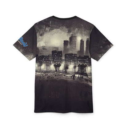 Tee - Santa Monica Beach Night Lights Unisex Cut & Sew Shirt