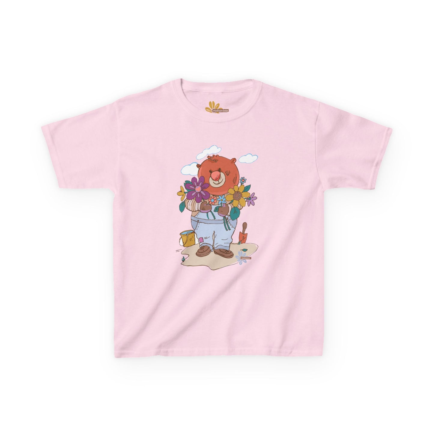 Kids T-Shirt Madison Bear the Gardner, Children's Tee, Youth Shirt, Cute Animal Design for Boys and Girls, Gardening Theme, Nature Lover Top