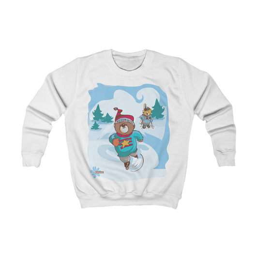 Kids Sweatshirt - Winter Fun- Madison Bear Design, Children's Winter Wonderland Pullover, Kids Fashion Clothing, Cute Animal Jumper, GooRooV
