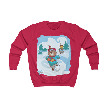 Kids Sweatshirt - Winter Fun- Madison Bear Design, Children's Winter Wonderland Pullover, Kids Fashion Clothing, Cute Animal Jumper, GooRooV