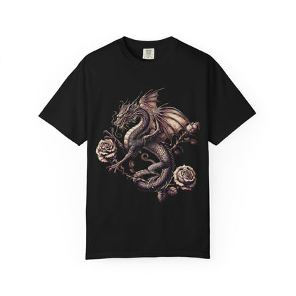 Dragon Print Unisex Garment-Dyed T-shirt, Graphic Tee for Fantasy Lovers, Cool Casual Wear, Gifts for Dragon Enthusiasts, Unique Statement