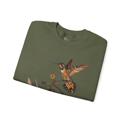 Colorful Hummingbird Sweatshirt, Cozy Sweatshirt Gift for Nature Lovers, Unisex Crewneck, Spring Fashion, Eco-Friendly Apparel