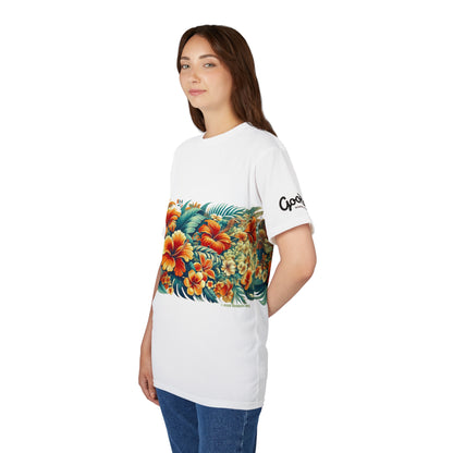 Tropical Flower Tee, Floral T-Shirt, Hawaiian Shirt, Botanical Unisex Top, Summer Blossom Apparel