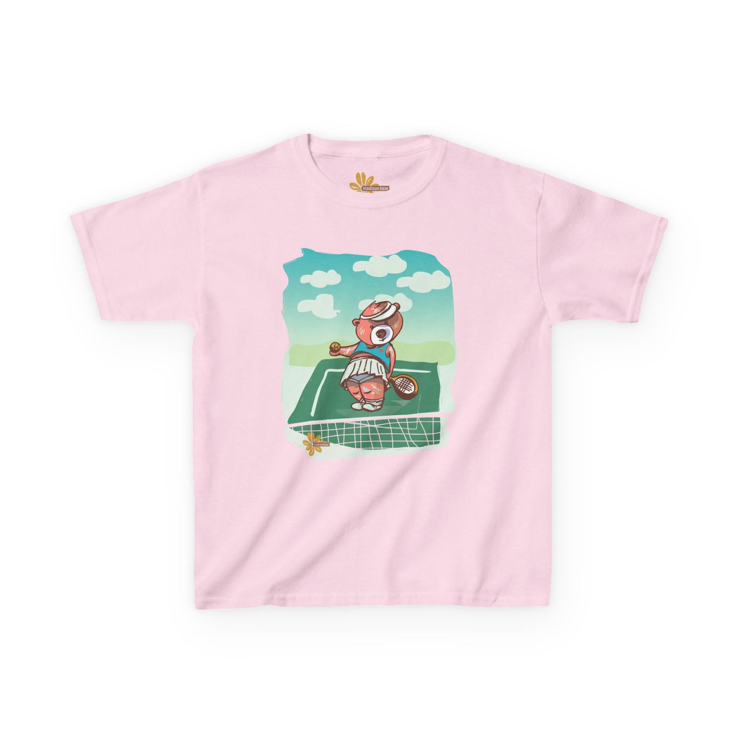 Madison Bear Tennis Anyone? Perfect for Summer Adventures, Birthday Gifts, Outdoor Fun, Eco-Friendly Wear, Cute Bear Shirt