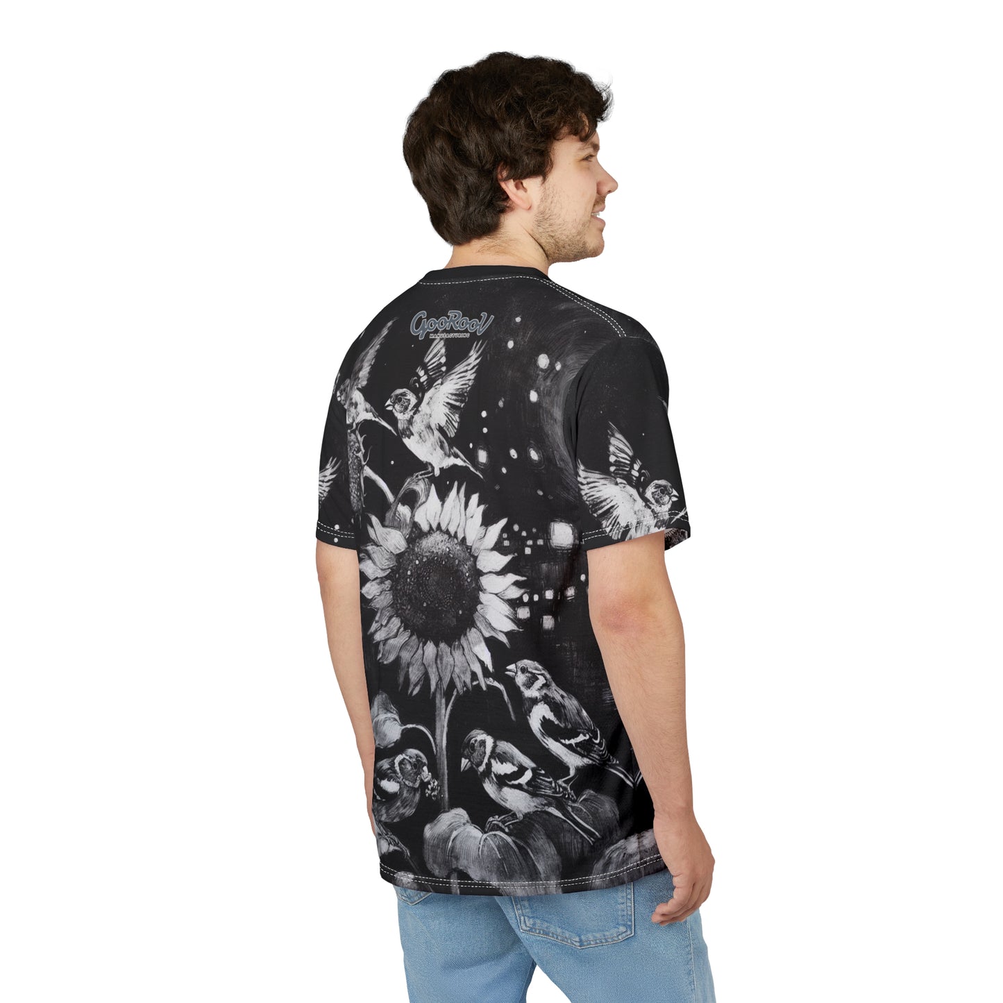 Finch Birds and the Sunflower Unisex Tee, T-Shirt, Nature Lover Gift, Floral Graphic Tee, Bird Watching Shirt, Sunflower Lover Apparel