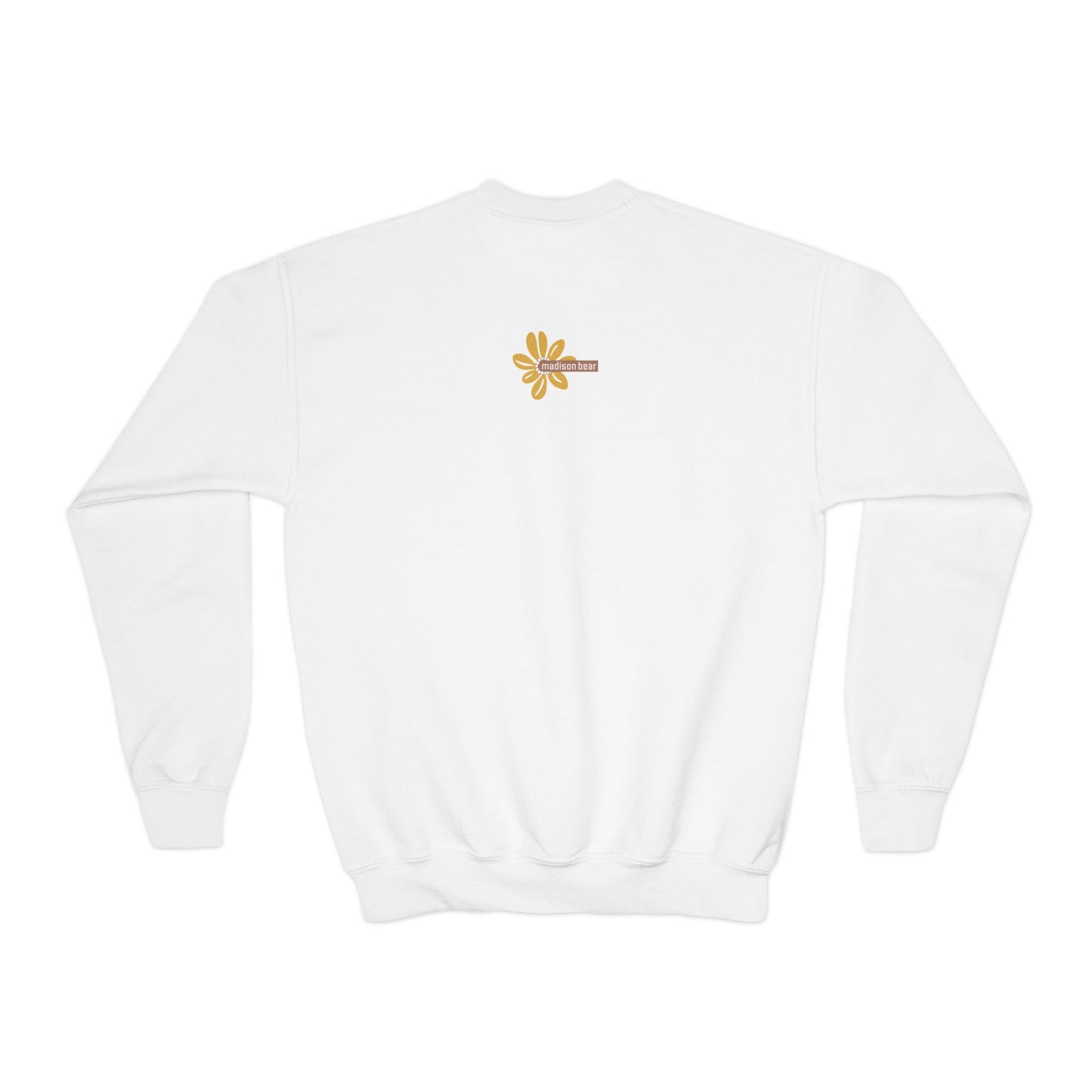 Kids Madison Bear Hiking in the Forest Youth Crewneck Sweatshirt - Nature Lover, Outdoor Adventure, Wildlife, Cute Animal, Forest Ranger Gift