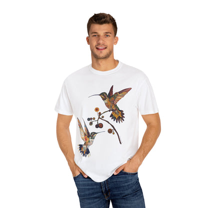 Floral Hummingbird T-Shirt, Nature Lover Gift, Unisex Graphic Tee, Summer Style, Outdoor Adventure Wear, Eco-friendly Fashion