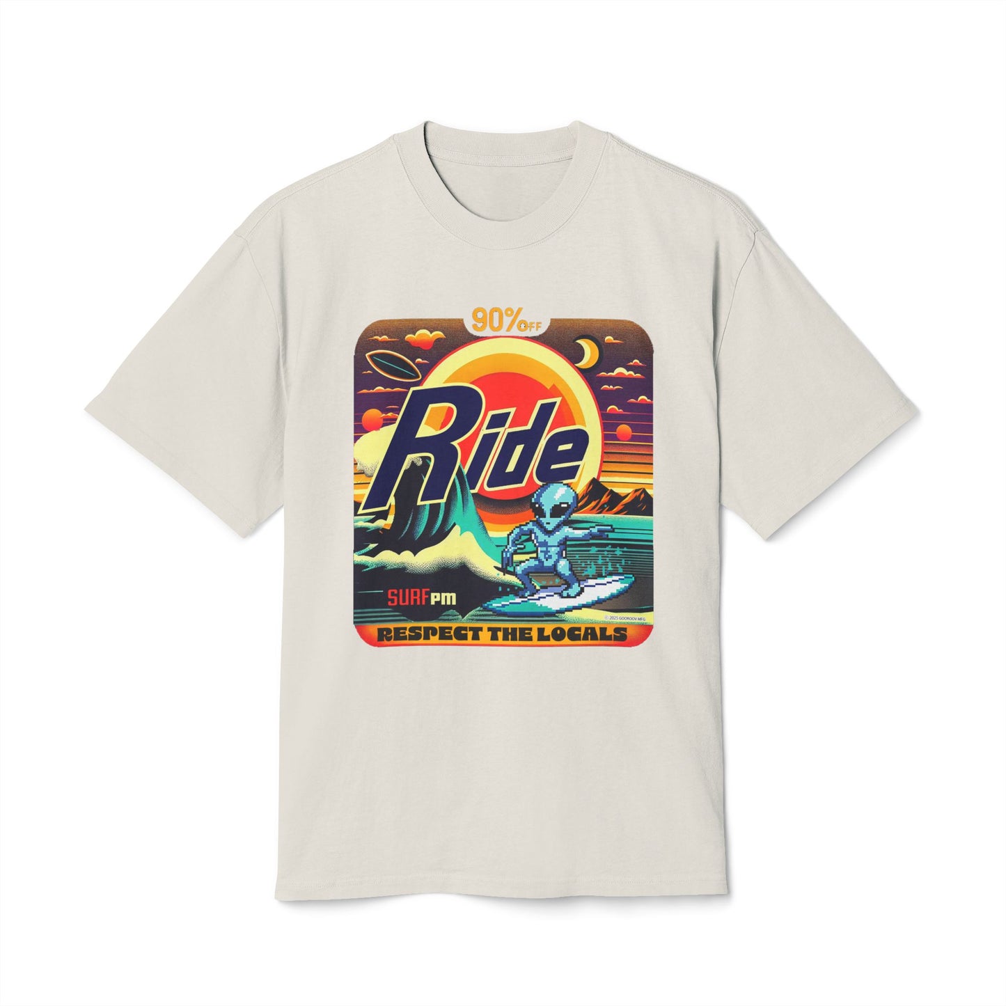 Tee, Alien Surfer Faded Tee, Unisex Surf Shirt, Beach Vibes T-Shirt, Retro Space Graphic Top, Faded Tee Shirt