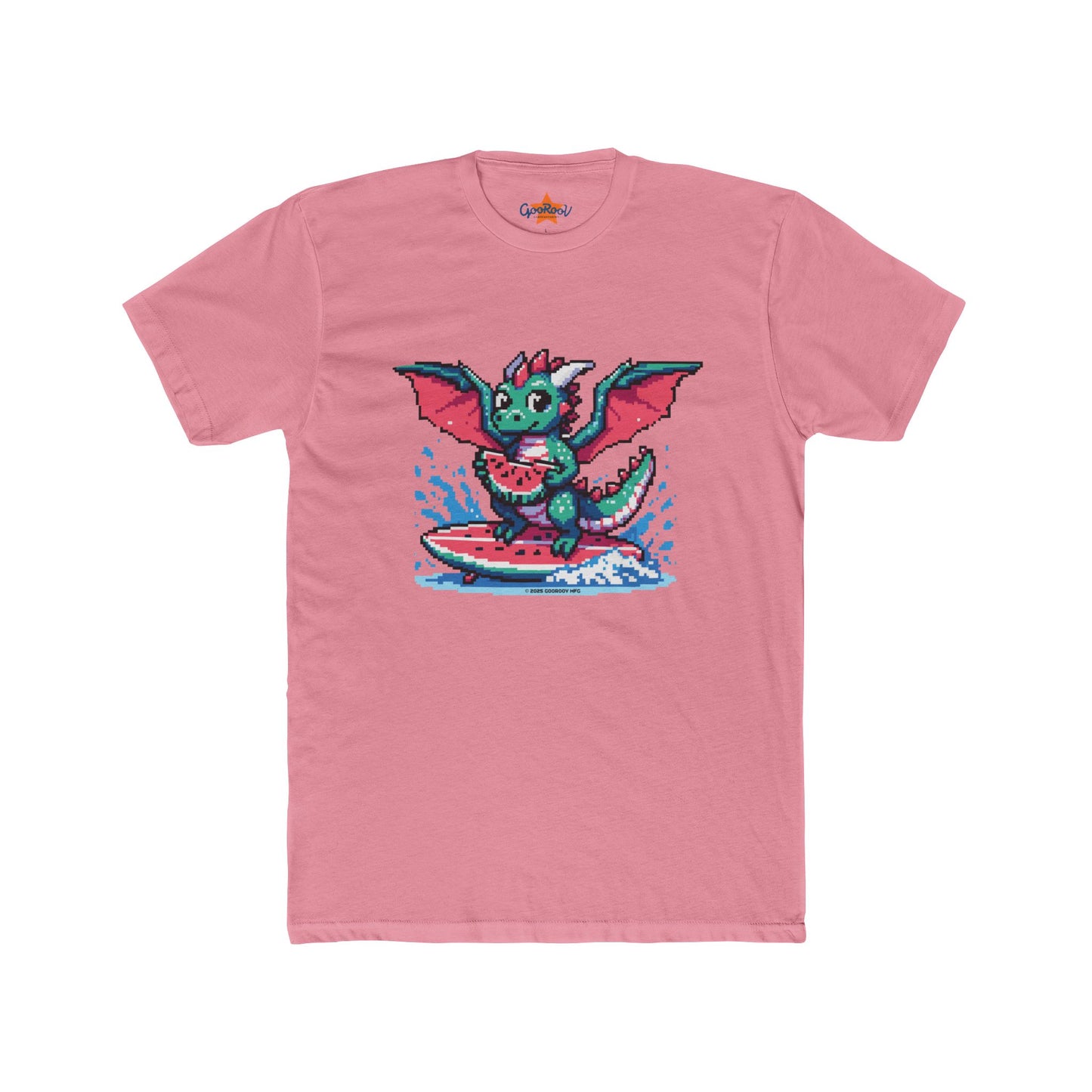Pixel Dragon Unisex Tee - Watermelon Surfing Shirt, Beach Lover Gift, Graphic T-Shirt, Summer Apparel, Cool Dragon Tee