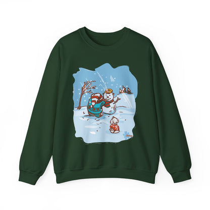 Madison Bear Whimsical Snowman Crewneck Sweatshirt - Cozy Holiday Gift, Unisex Winter Apparel, Cute Christmas Sweater, Fun Winter Fashion