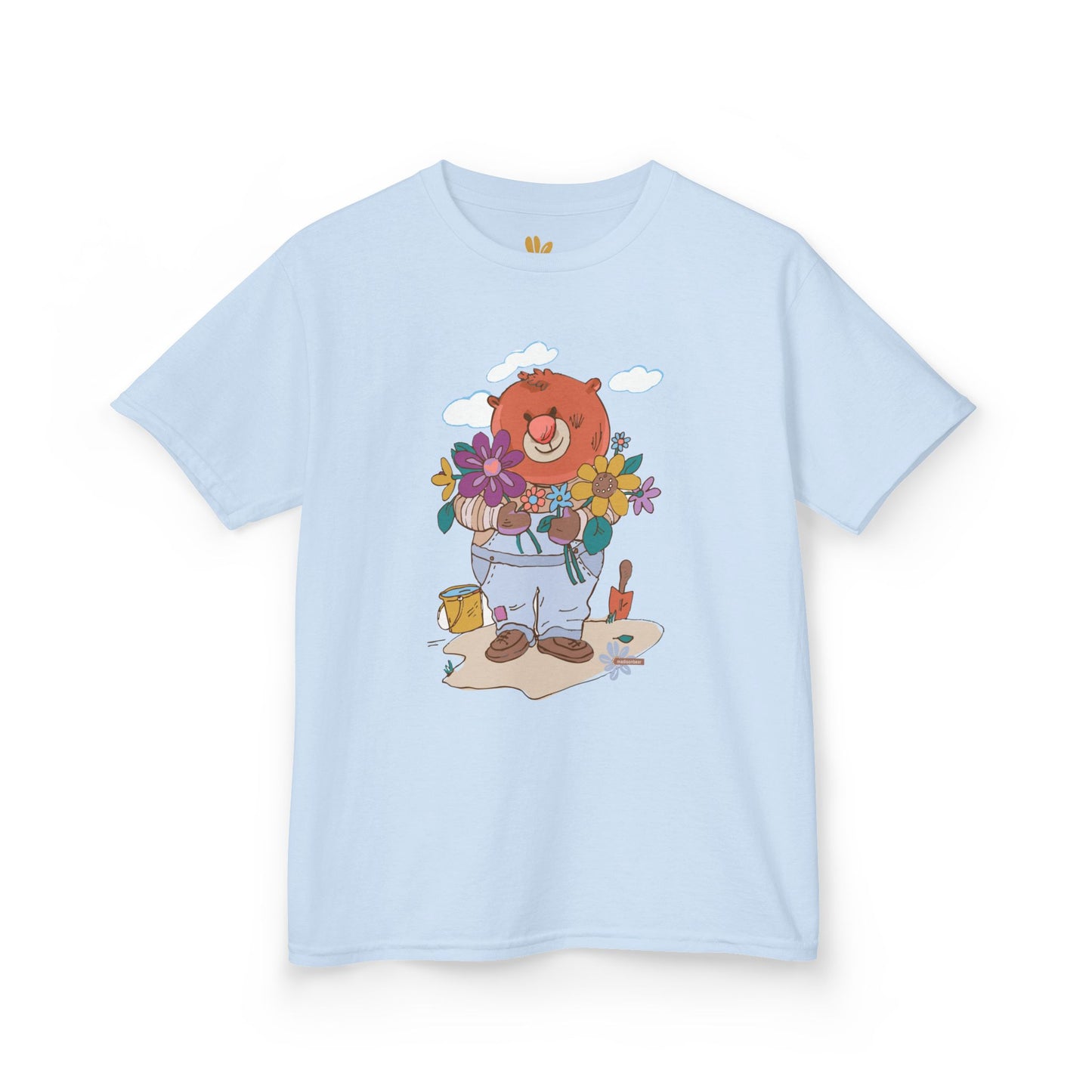 Kids T-Shirt Madison Bear the Gardner, Children's Tee, Youth Shirt, Cute Animal Design for Boys and Girls, Gardening Theme, Nature Lover Top