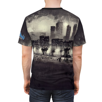 Tee - Santa Monica Beach Night Lights Unisex Cut & Sew Shirt