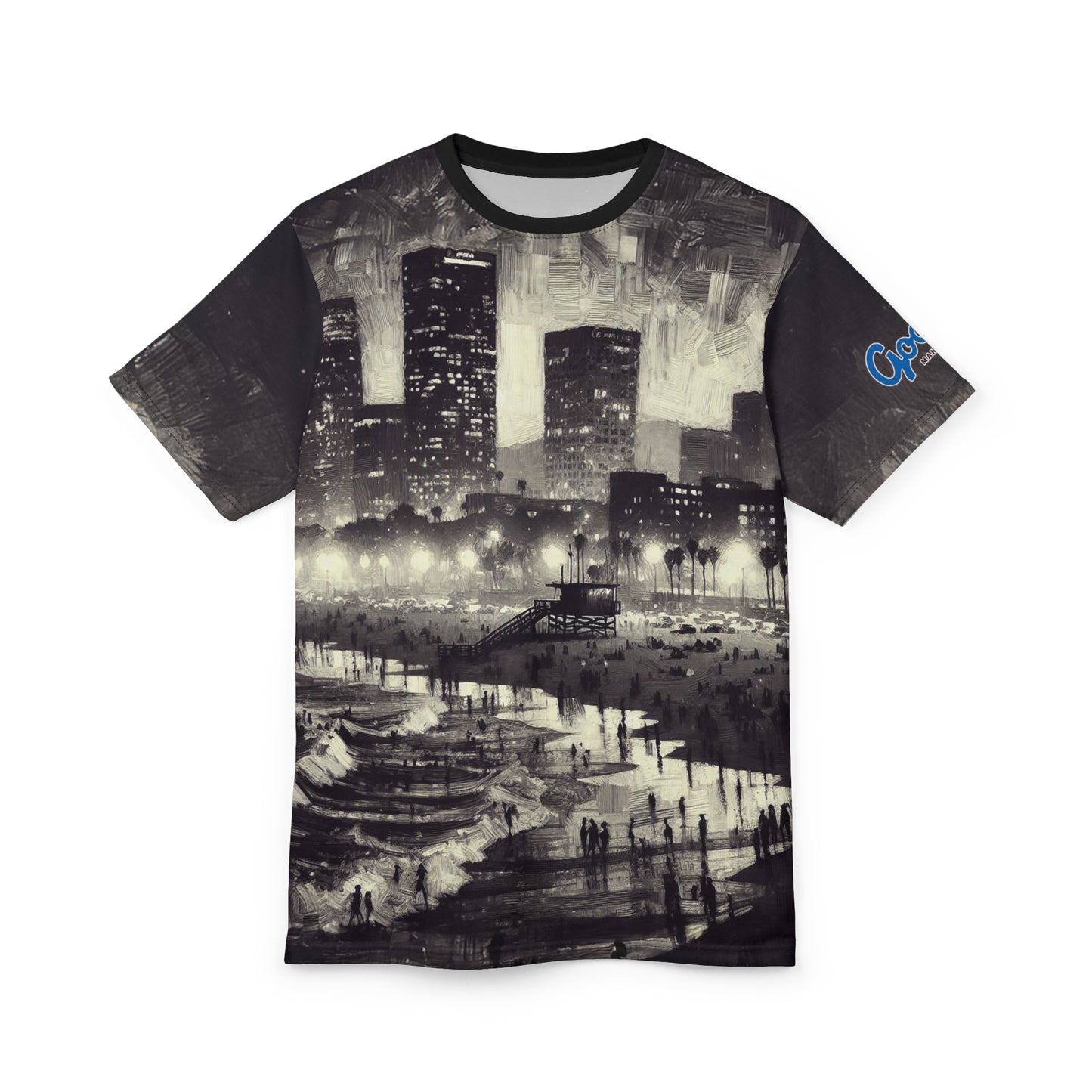 Tee - Santa Monica Beach Night Lights Unisex Cut & Sew Shirt