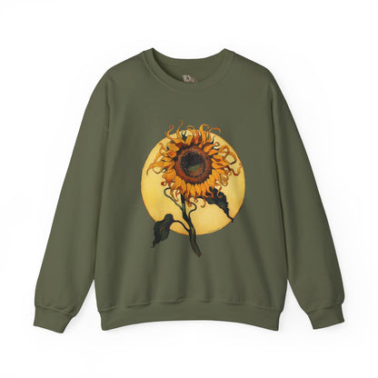 Sunflower & Moon Unisex Heavy Blend™ Crewneck Sweatshirt, Cozy Floral Gift, Vintage-Inspired Sweatshirt, Fall Fashion, Everyday Comfort