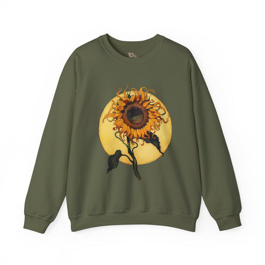 Sunflower & Moon Unisex Heavy Blend™ Crewneck Sweatshirt, Cozy Floral Gift, Vintage-Inspired Sweatshirt, Fall Fashion, Everyday Comfort