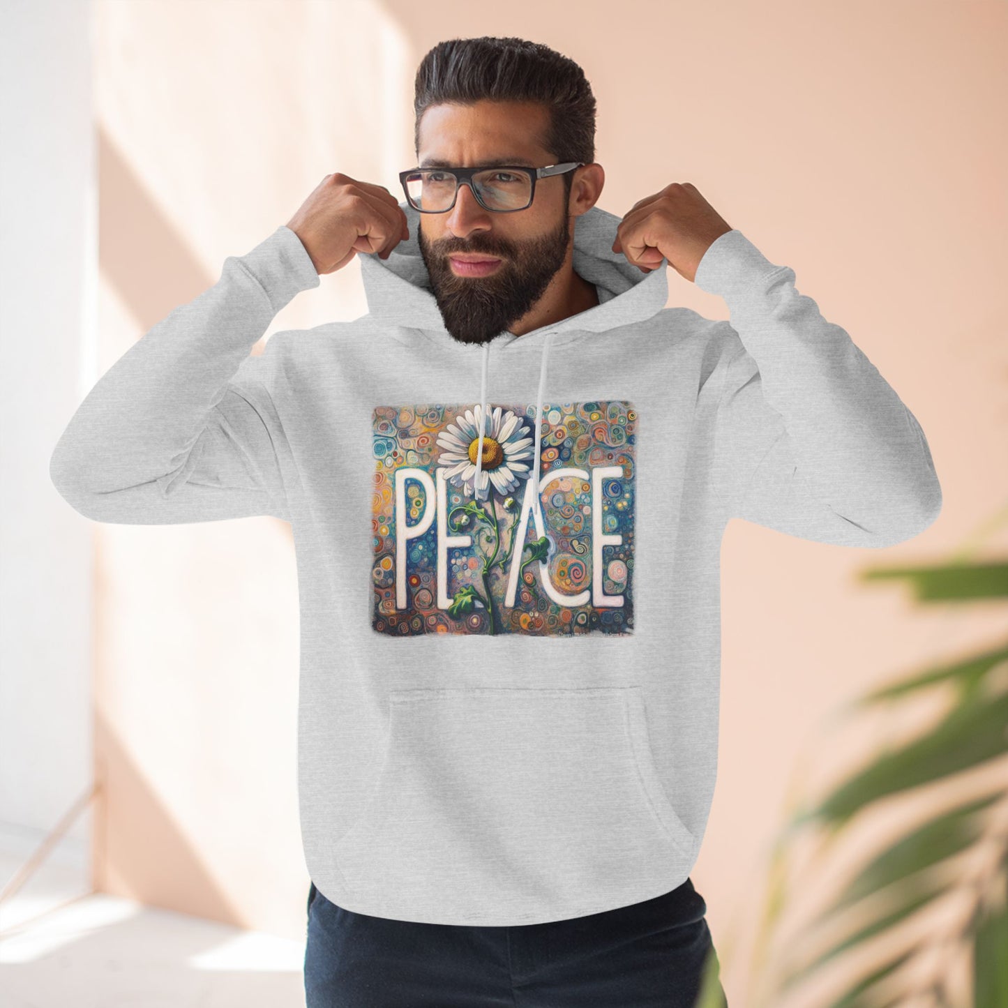 PEACE: Three-Panel Fleece Hoodie