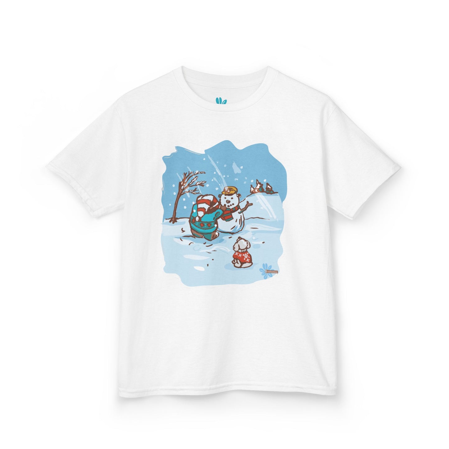 Kids Madison Bear Snowman - By GooRooV Mfg. Festive Holiday, Christmas Gift for Kids, Winter Play Tee