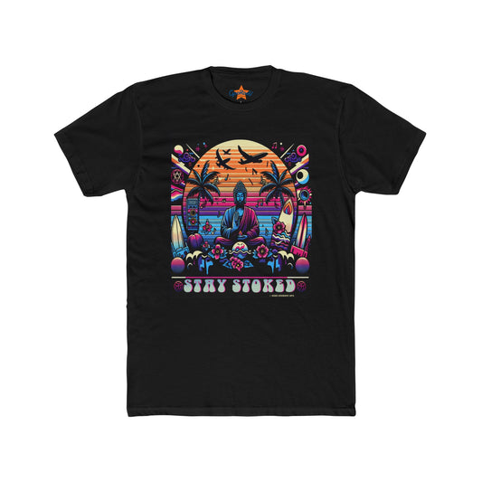 Stay Stoked Buddha Graphic Tee, Summer Vibes T-Shirt, Unisex Crew Neck Shirt, Beach Style Apparel, Meditation Gift, Mindfulness Wear
