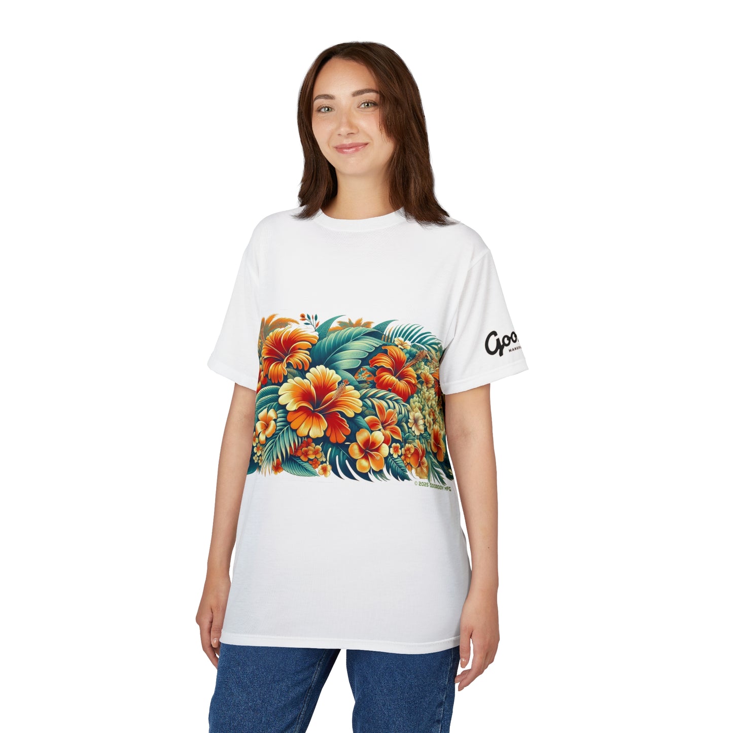 Tropical Flower Tee, Floral T-Shirt, Hawaiian Shirt, Botanical Unisex Top, Summer Blossom Apparel