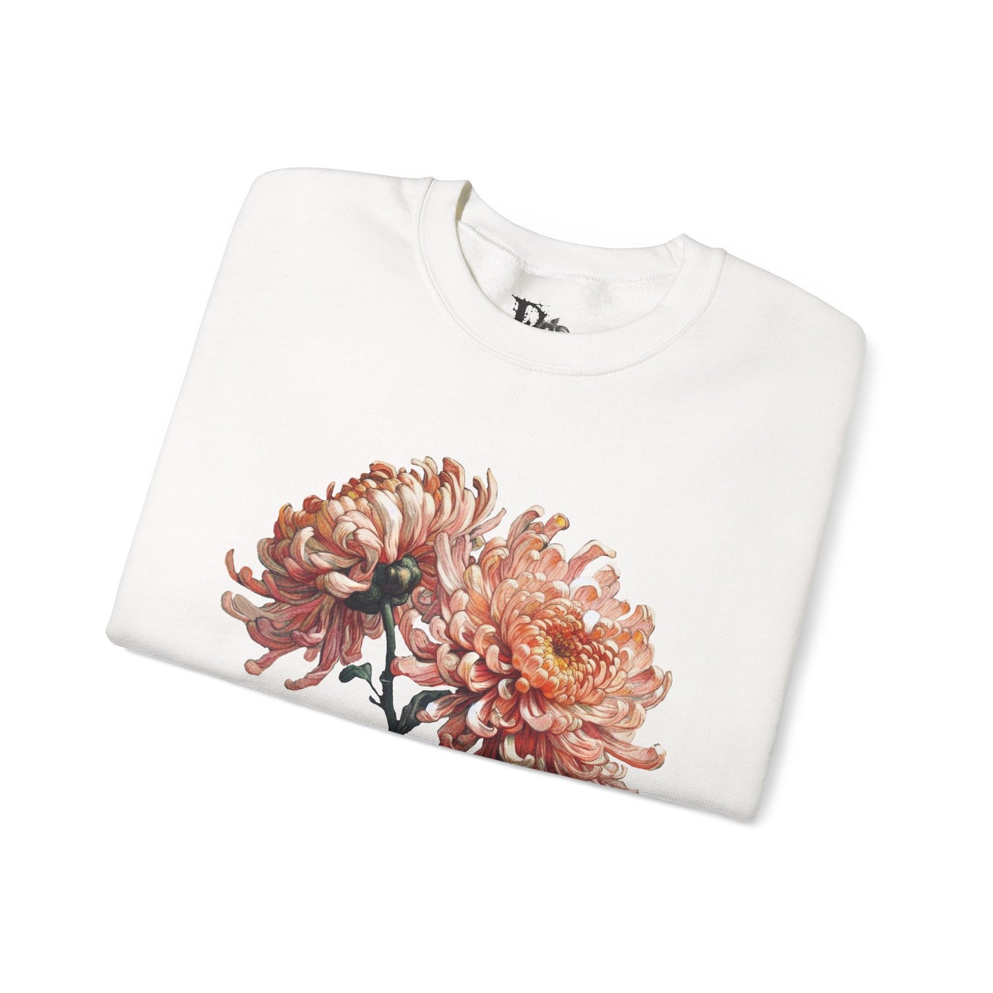 Chrysanthemum - Rose Dragon Floral Graphic Sweatshirt, Vintage Nature Lover's Casual Top, Gift for Gardeners, Petal Print Jumper, Unisex