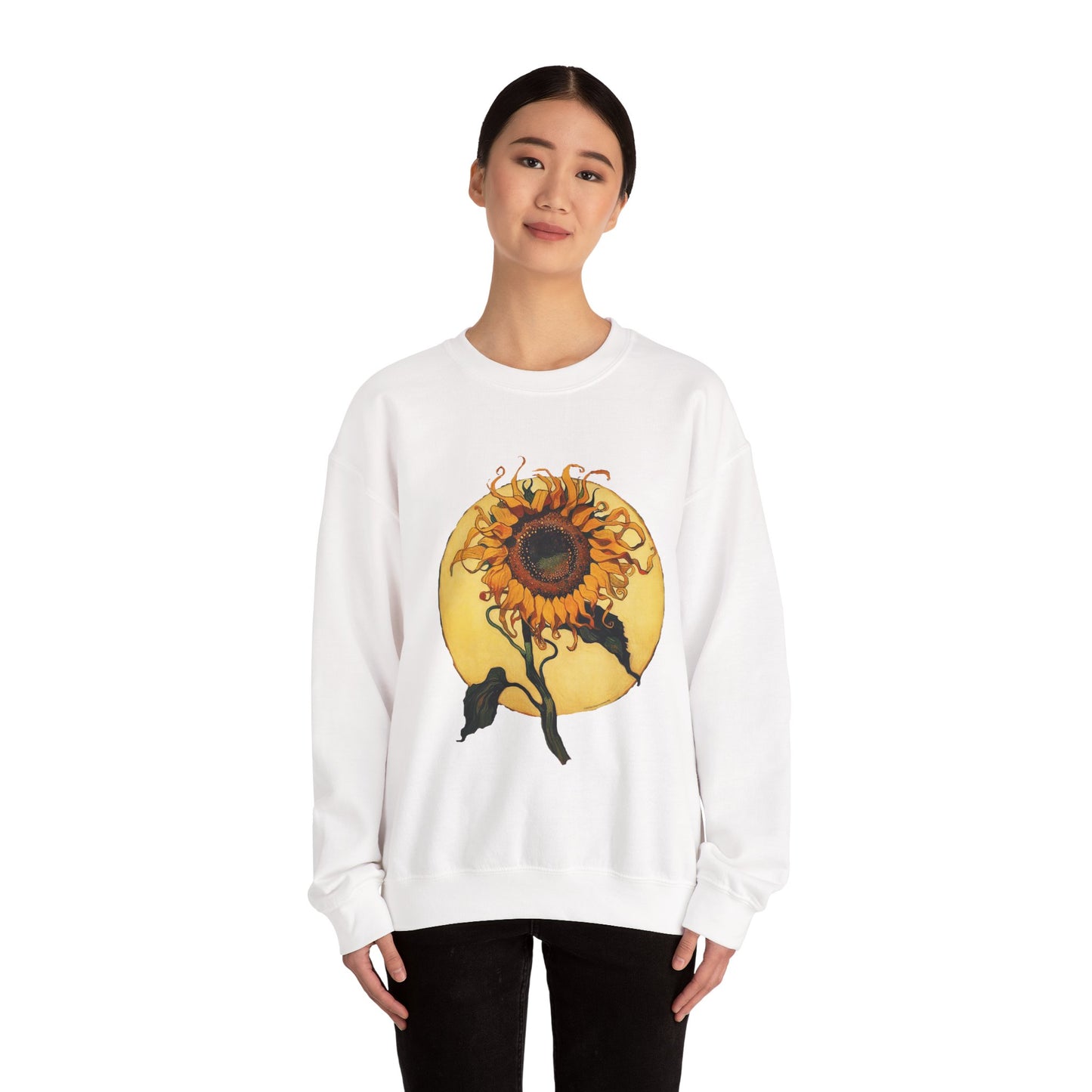 Sunflower & Moon Unisex Heavy Blend™ Crewneck Sweatshirt, Cozy Floral Gift, Vintage-Inspired Sweatshirt, Fall Fashion, Everyday Comfort