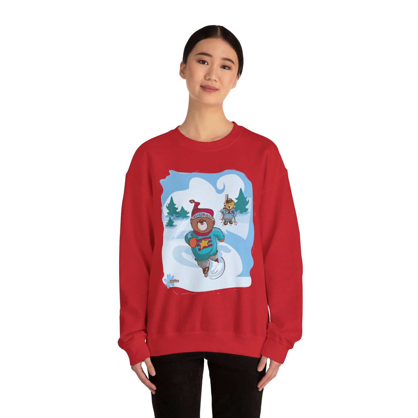 Madison Bear Winter Friends Graphic Sweatshirt, Cozy Unisex Winter Wear, Cute Holiday Gift, Perfect for Christmas & Snow Day Fun