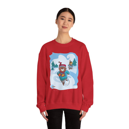 Madison Bear Winter Friends Graphic Sweatshirt, Cozy Unisex Winter Wear, Cute Holiday Gift, Perfect for Christmas & Snow Day Fun
