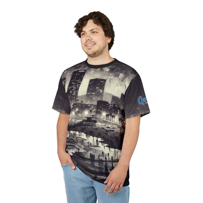 Tee - Santa Monica Beach Night Lights Unisex Cut & Sew Shirt