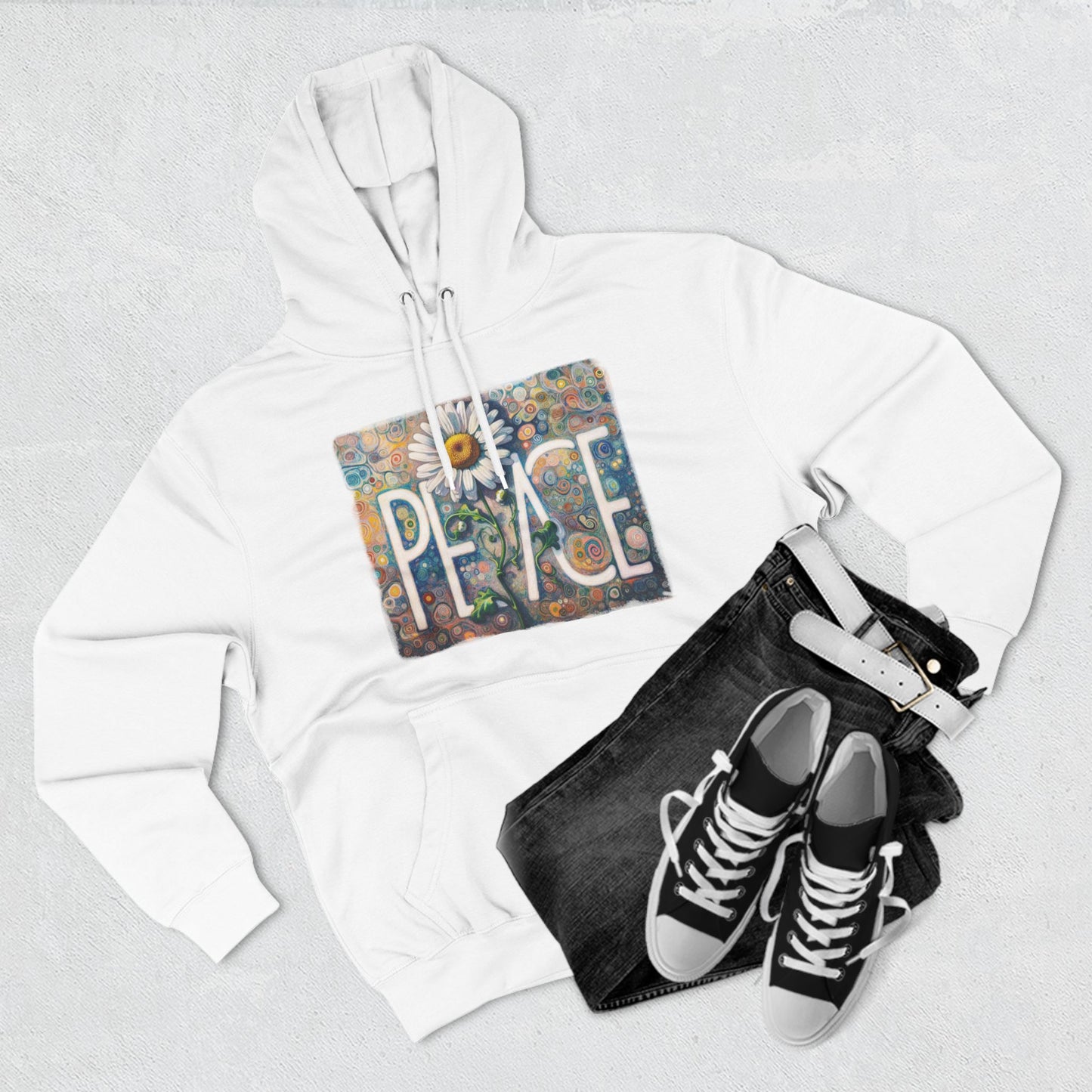 PEACE: Three-Panel Fleece Hoodie