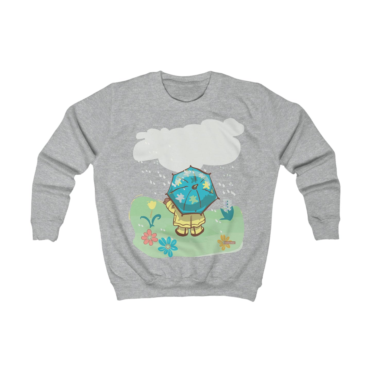 Rainy Day Madison Bear by GooRooV MFG, Kids Sweatshirt - Spring Outfits, Unique Gift for Kids, Cozy Style