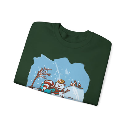 Madison Bear Whimsical Snowman Crewneck Sweatshirt - Cozy Holiday Gift, Unisex Winter Apparel, Cute Christmas Sweater, Fun Winter Fashion