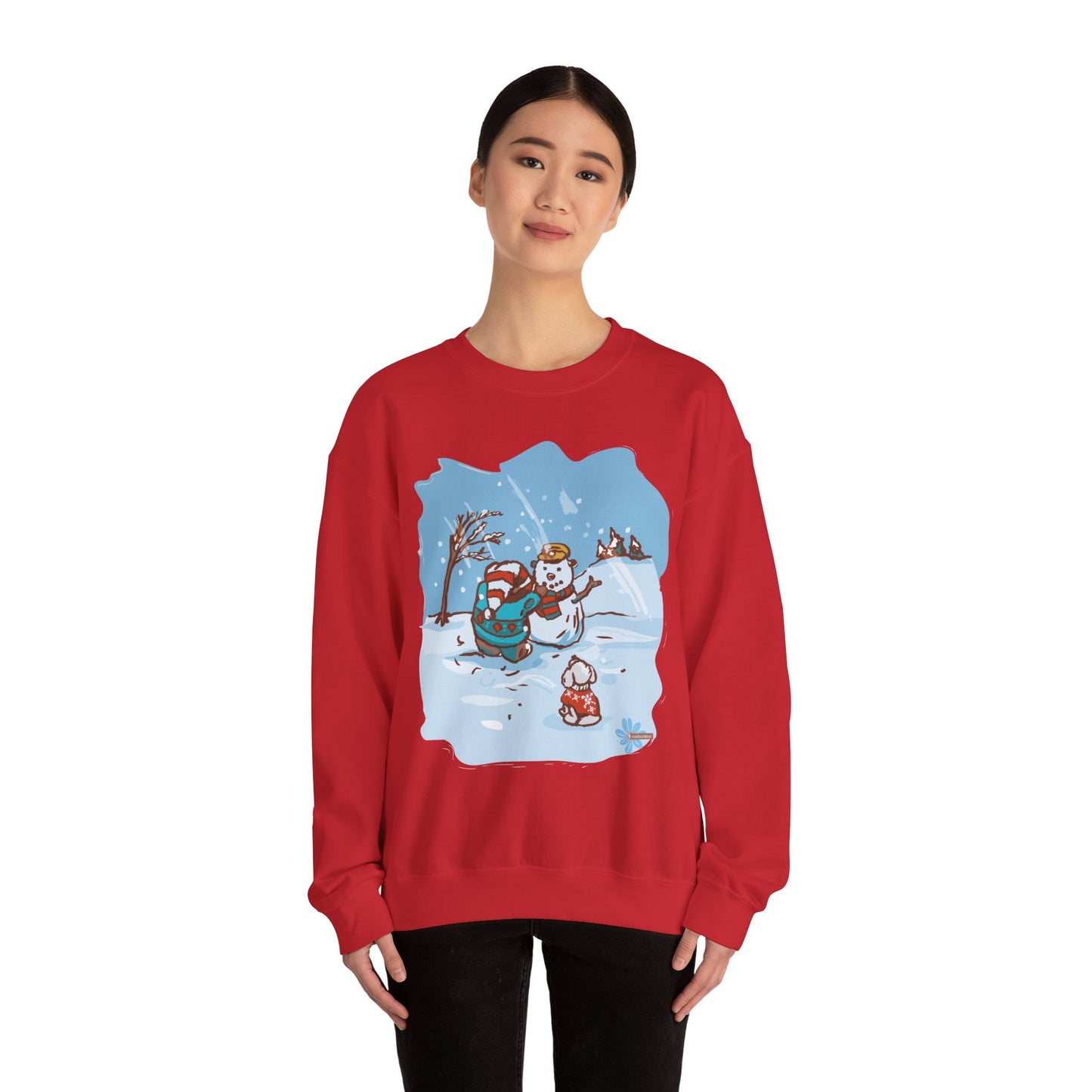 Madison Bear Whimsical Snowman Crewneck Sweatshirt - Cozy Holiday Gift, Unisex Winter Apparel, Cute Christmas Sweater, Fun Winter Fashion