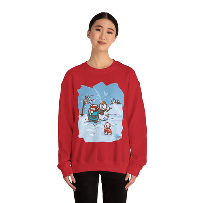 Madison Bear Whimsical Snowman Crewneck Sweatshirt - Cozy Holiday Gift, Unisex Winter Apparel, Cute Christmas Sweater, Fun Winter Fashion