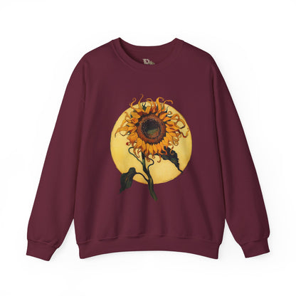 Sunflower & Moon Unisex Heavy Blend™ Crewneck Sweatshirt, Cozy Floral Gift, Vintage-Inspired Sweatshirt, Fall Fashion, Everyday Comfort